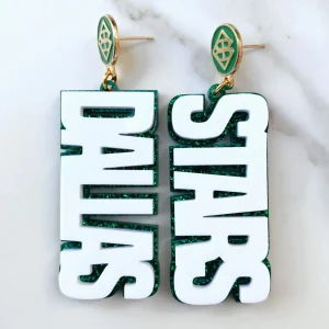 Dallas Stars - White DALLAS STARS over Green Glitter with Green Logo Top-Brianna Cannon Sale