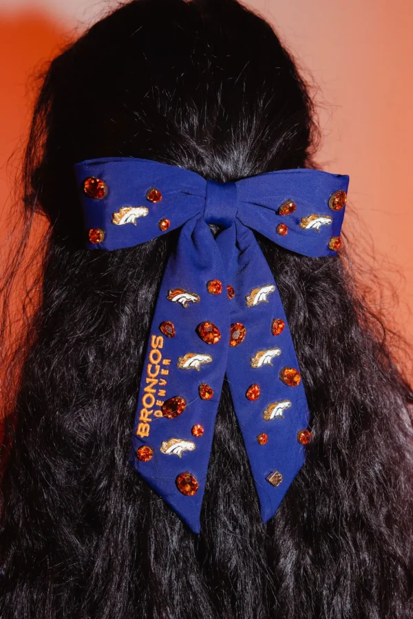 Denver Broncos Navy Bow Barrette-Brianna Cannon Discount