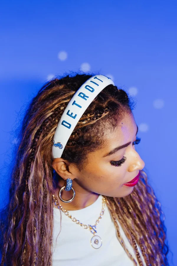 Detroit Lions Thin Embroidered Headband-Brianna Cannon Discount