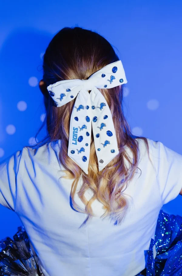 Detroit Lions White Bow Barrette-Brianna Cannon New