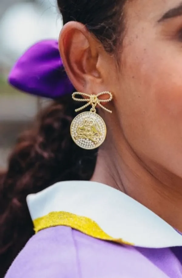 East Carolina Logo Pearl Medallion Earring-Brianna Cannon Outlet