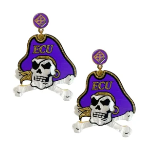 East Carolina Pirate Logo Earrings-Brianna Cannon Outlet