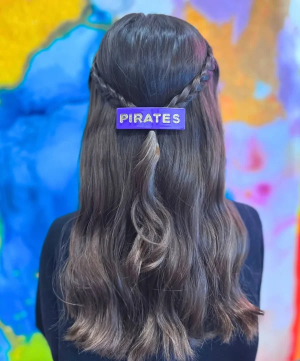 East Carolina Purple PIRATES Rectangle Barrette Clip-Brianna Cannon New