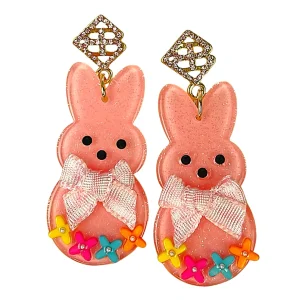 Easter 2022 - Pink Peep Earrings with Bow and Flowers-Brianna Cannon Hot
