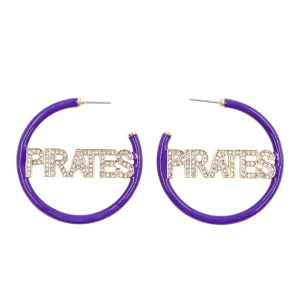ECU Purple Pavé Hoop Earrings-Brianna Cannon Fashion