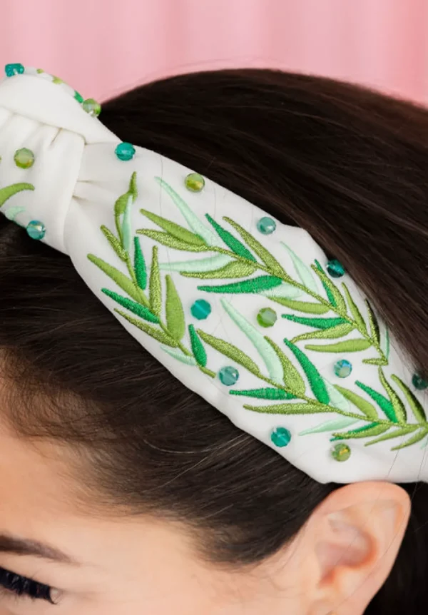 Embroidered Hosanna Palm Leaves Headband-Brianna Cannon Outlet