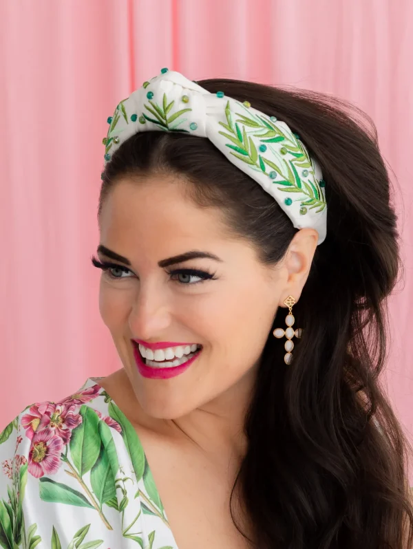 Embroidered Hosanna Palm Leaves Headband-Brianna Cannon Outlet