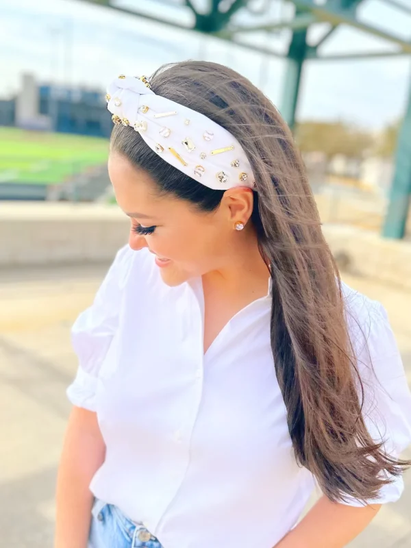 Fan Gear Baseball Headband in White-Brianna Cannon Clearance