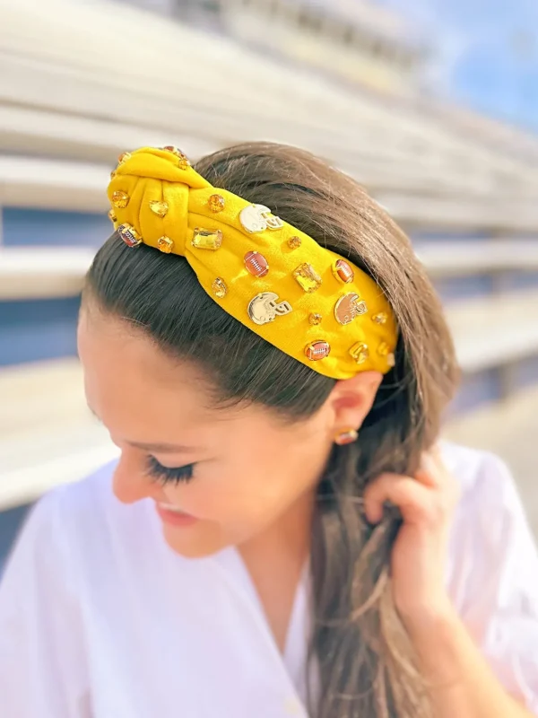 Fan Gear Football Headband in Athletic Gold-Brianna Cannon New