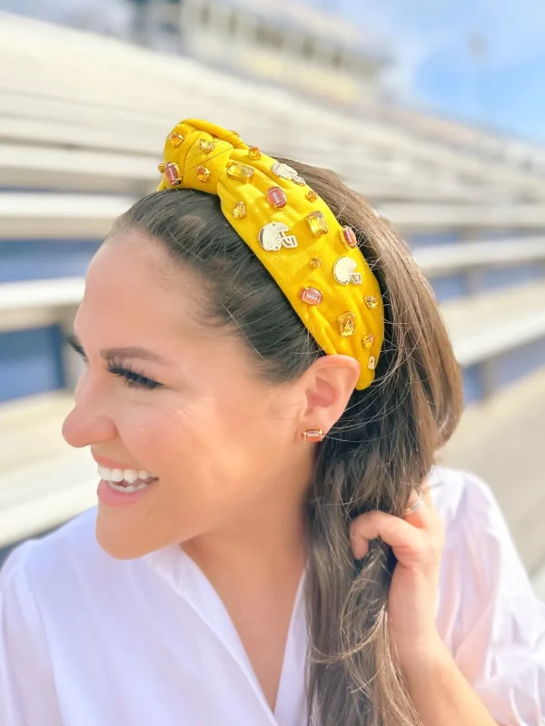 Fan Gear Football Headband in Athletic Gold-Brianna Cannon New