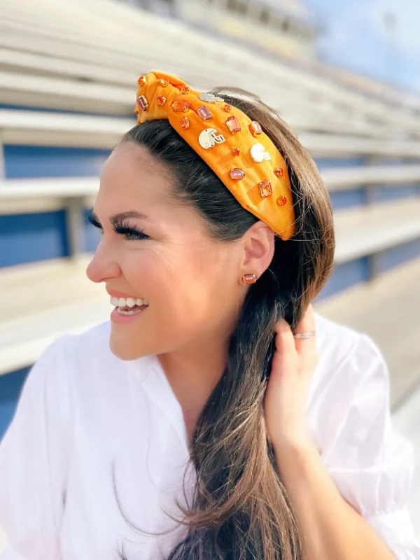 Fan Gear Football Headband in Orange-Brianna Cannon Sale