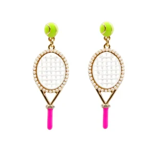 Fan Gear Tennis Racquet Earrings with Tennis Ball Top-Brianna Cannon Discount
