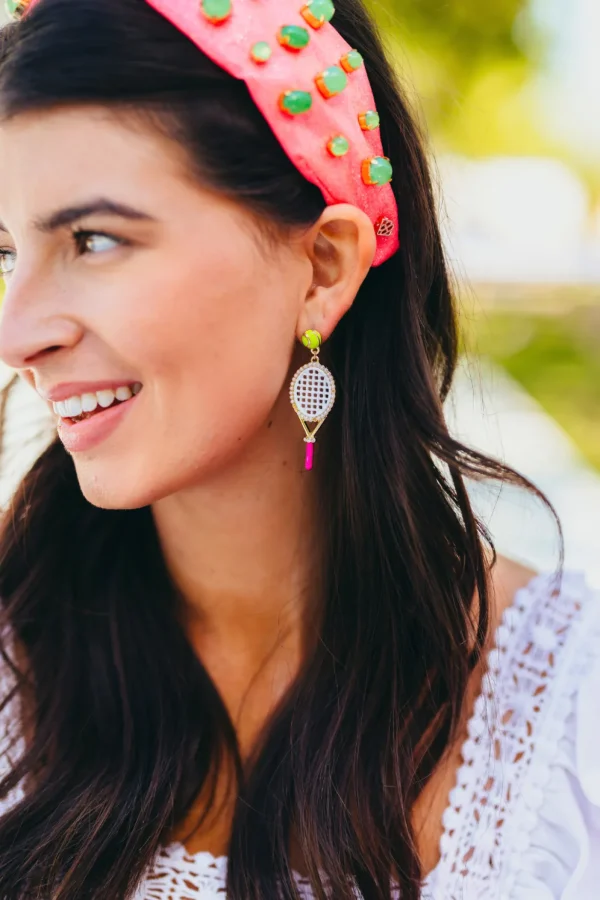 Fan Gear Tennis Racquet Earrings with Tennis Ball Top-Brianna Cannon Discount