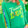 Feelin’ Lucky Rainbow Stripe Sweatshirt-Brianna Cannon Sale