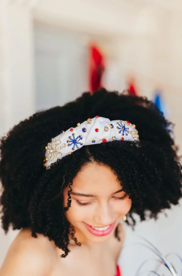 Firework Celebration Headband - White-Brianna Cannon Clearance