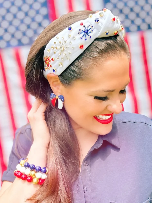 Firework Celebration Headband - White-Brianna Cannon Clearance
