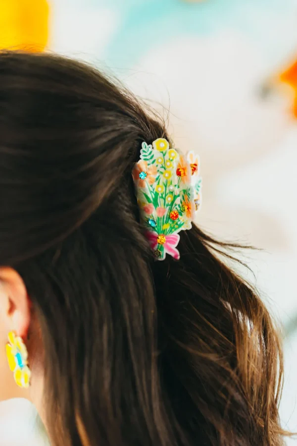 Floral Claw Clip with Crystals & Pearls-Brianna Cannon Sale