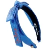 Florida Blue Thin Embroidered Ribbon Bow Headband-Brianna Cannon Fashion