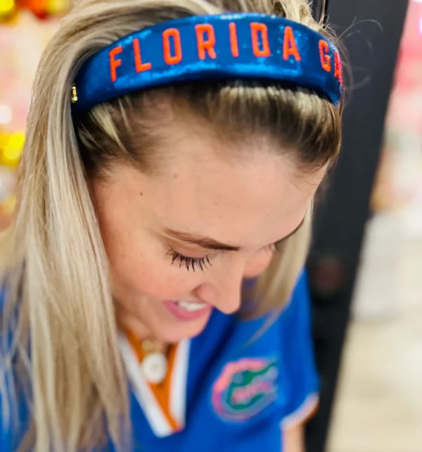 Florida Blue Thin Embroidered Headband-Brianna Cannon Sale