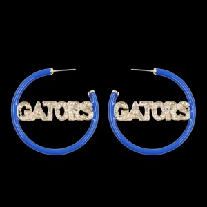 Florida GATORS Blue Pavé Hoop Earrings-Brianna Cannon Sale