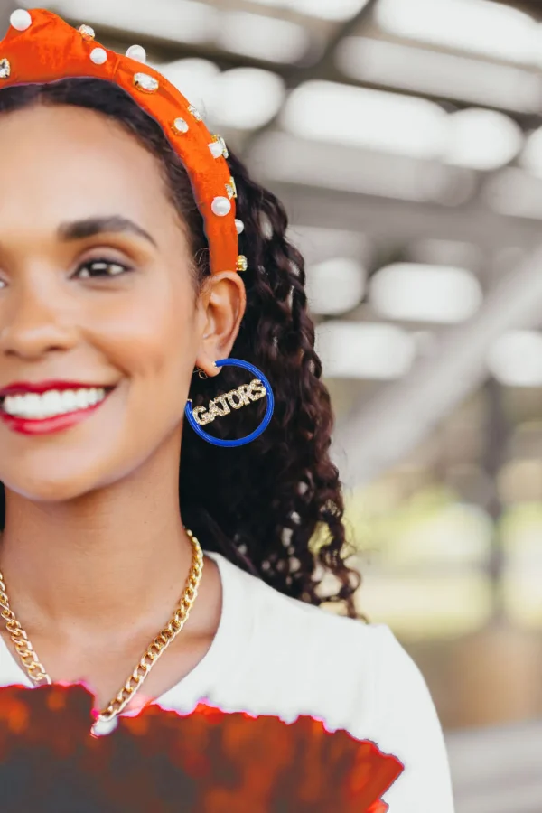 Florida GATORS Blue Pavé Hoop Earrings-Brianna Cannon Sale