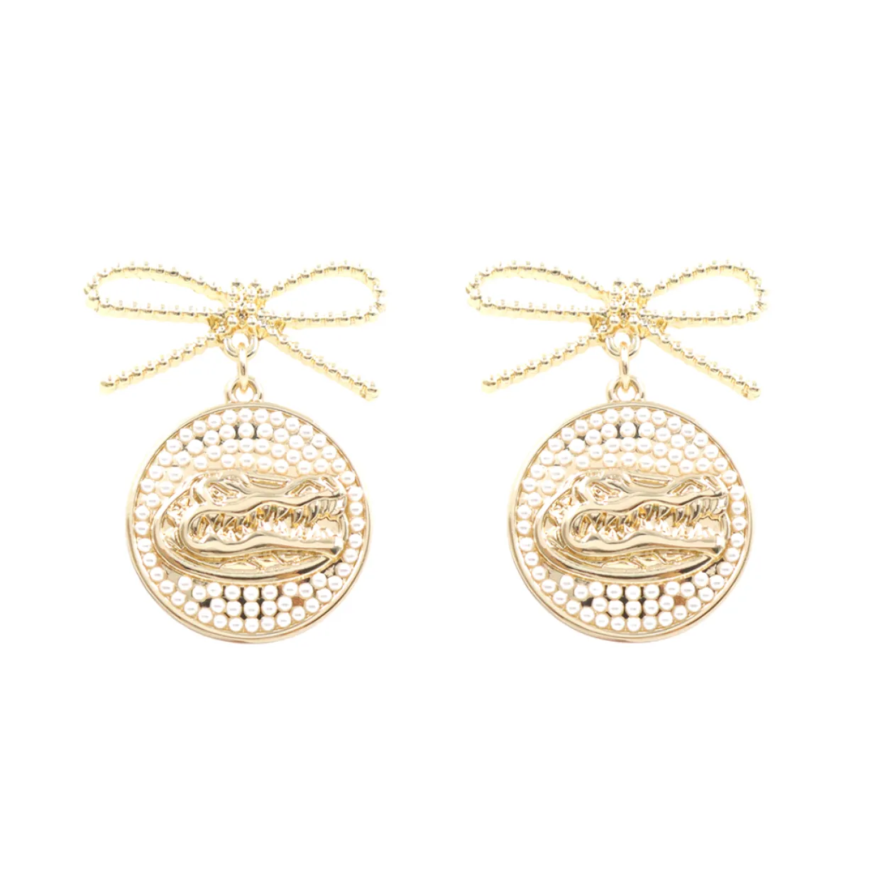 florida_pearl_bow_medalli_0.webp Florida Pearl Bow Medallion Earrings-Brianna Cannon Discount