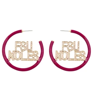 Florida State FSU NOLES Garnet Pavé Hoop Earrings-Brianna Cannon Online