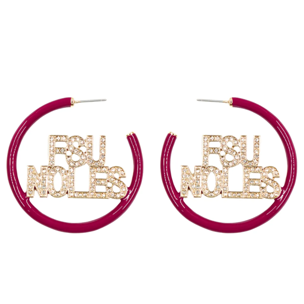 florida_state_fsu_noles_g_0.webp Florida State FSU NOLES Garnet Pavé Hoop Earrings-Brianna Cannon Online