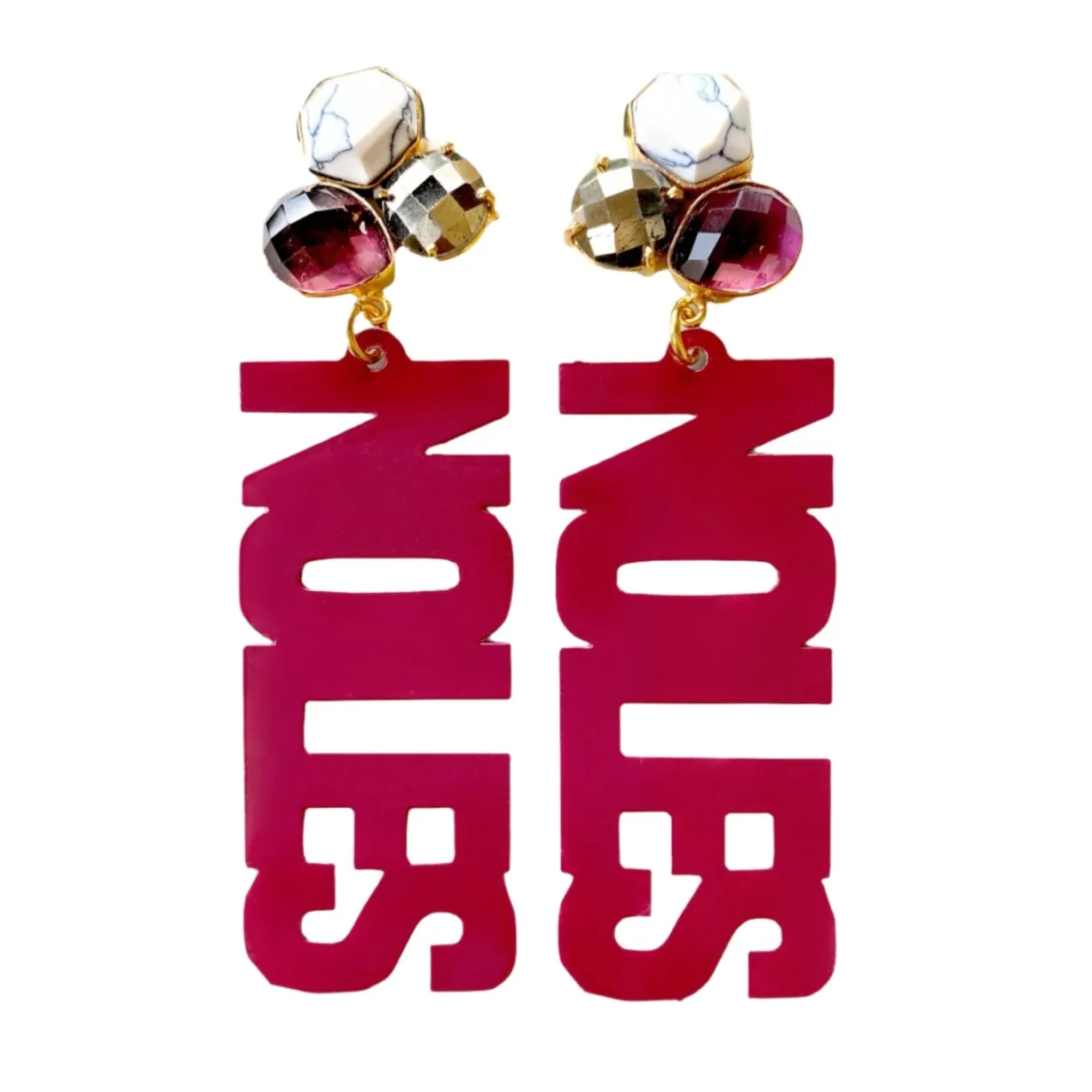florida_state_garnet_nole_0-1.webp Florida State Garnet NOLES Earrings with 3 Gemstones-Brianna Cannon Clearance