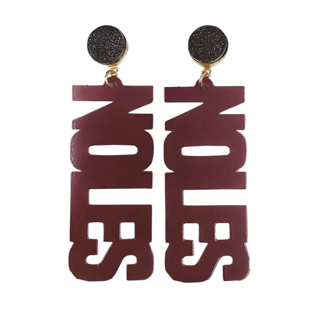 florida_state_garnet_nole_0-2.webp Florida State Garnet NOLES Earrings with Black Druzy-Brianna Cannon Fashion