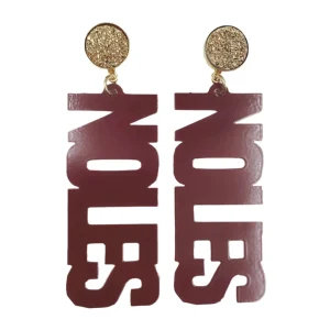 Florida State Garnet NOLES Earrings with Gold Druzy-Brianna Cannon Hot