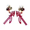 Florida State Garnet Spear Earrings with 3 Gemstones-Brianna Cannon Fashion