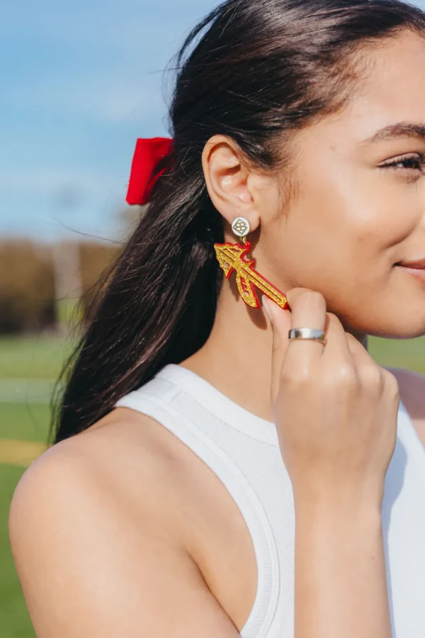 Florida State Gold Glitter Spear Earrings-Brianna Cannon Hot