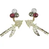 Florida State Gold Spear Earrings with 3 Gemstones-Brianna Cannon Outlet