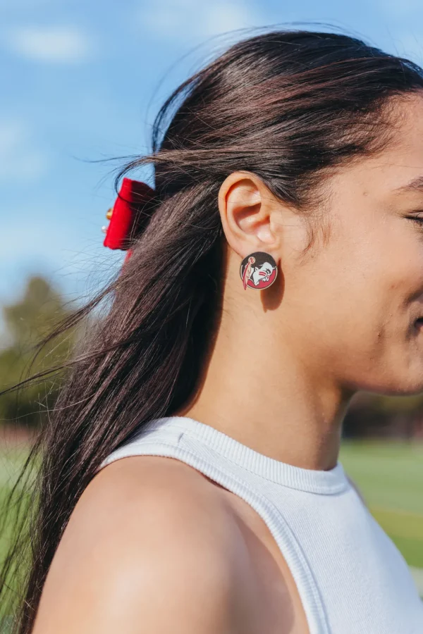 Florida State Seminole Logo Stud Earrings-Brianna Cannon Outlet