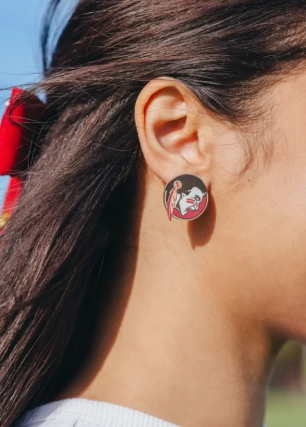 Florida State Seminole Logo Stud Earrings-Brianna Cannon Outlet