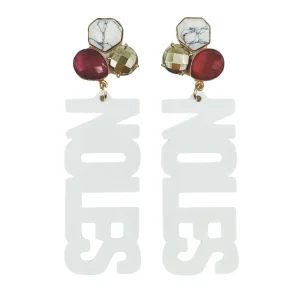 Florida State White NOLES Earrings with 3 Gemstones-Brianna Cannon Best
