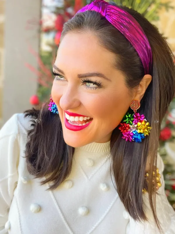 Fuchsia Pleated Metallic Knotted Headband-Brianna Cannon Discount