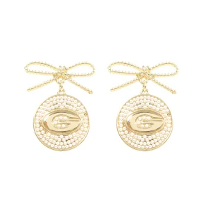 Georgia Pearl Bow Medallion Earrings-Brianna Cannon New