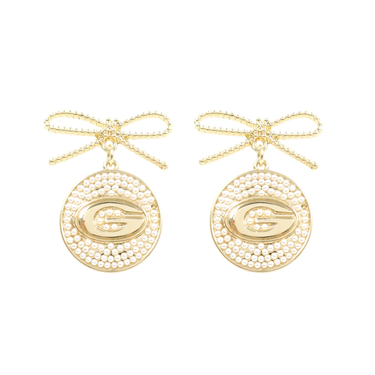 georgia_pearl_bow_medalli_0.webp Georgia Pearl Bow Medallion Earrings-Brianna Cannon New