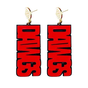 Georgia Red and Black DAWGS Earrings-Brianna Cannon Clearance