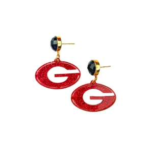 Georgia Red Glitter Mini Power G Earrings-Brianna Cannon New