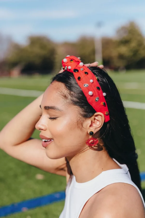 Georgia Red Glitter Mini Power G Earrings-Brianna Cannon New