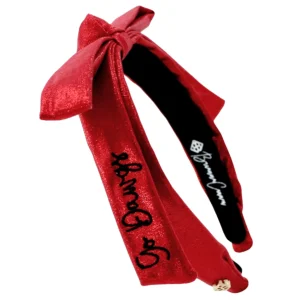 Georgia Red Thin Embroidered Ribbon Bow Headband-Brianna Cannon Clearance