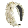 Gold and Ivory Metallic Headband with Pearls and Crosses-Brianna Cannon Hot