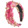 Gold and Pink Metallic Headband with Pink Crystals and Crosses-Brianna Cannon New