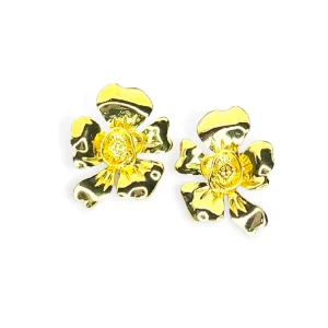 Gold Flower Earrings with 3 Interchangeable Hoops-Brianna Cannon Best