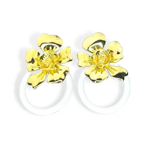 Gold Flower Earrings with 3 Interchangeable Hoops-Brianna Cannon Best