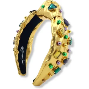 Gold Mardi Gras Headband with Gold Beads and Crystals-Brianna Cannon Outlet
