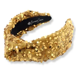 Gold Sequin Knotted Headband-Brianna Cannon Fashion
